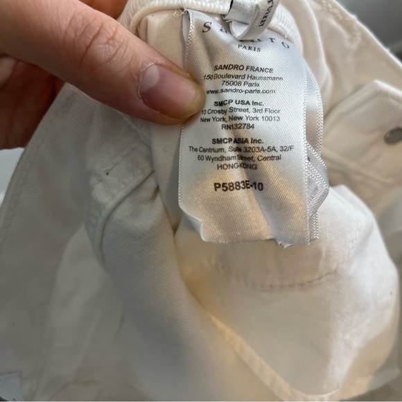 Sandro Button Front White Slim Jeans Raw Hem - Picture 9 of 10